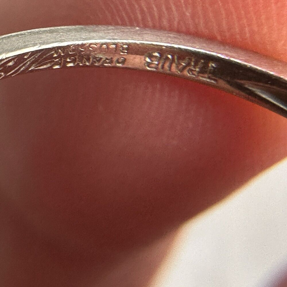 Antique RARE Platinum Traub Diamond Engagement Ring Orange Blossom Vintage S 7.5 - Picture 12 of 13